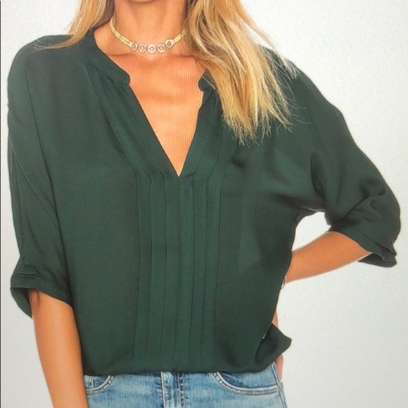 Joie Marru Hunter Green Silk Blouse 